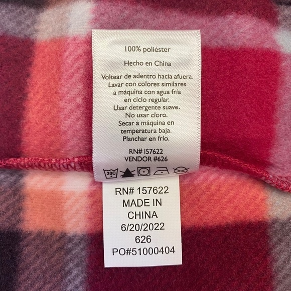 Eddie Bauer Fleece Quarter Zip Pullover Long Sleeve, Red/Pink Plaid, X-Small NWT - Picture 11 of 11